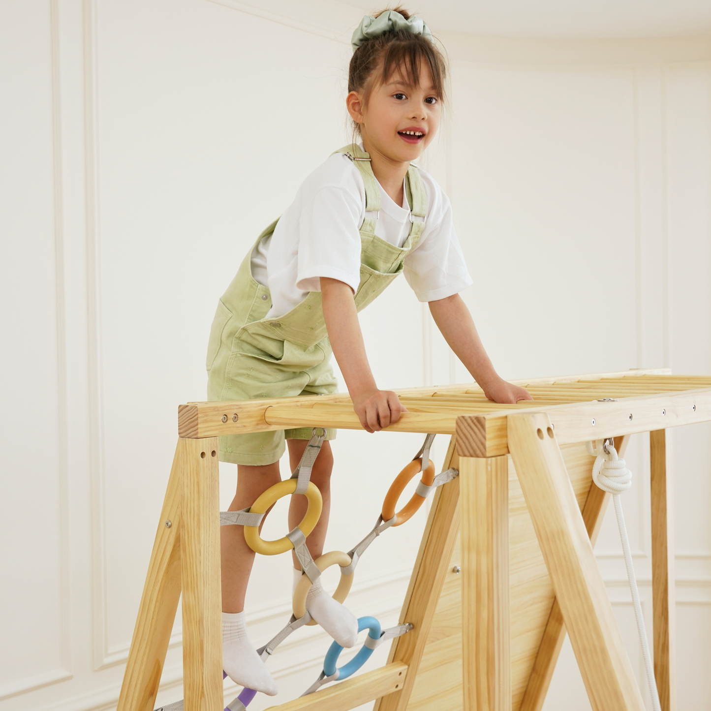 Avenlur Sweetgum 8-in-1 Indoor Wooden Playset – Montessori Climber with Slide, Rockwall, Swing & More (X-Large)
