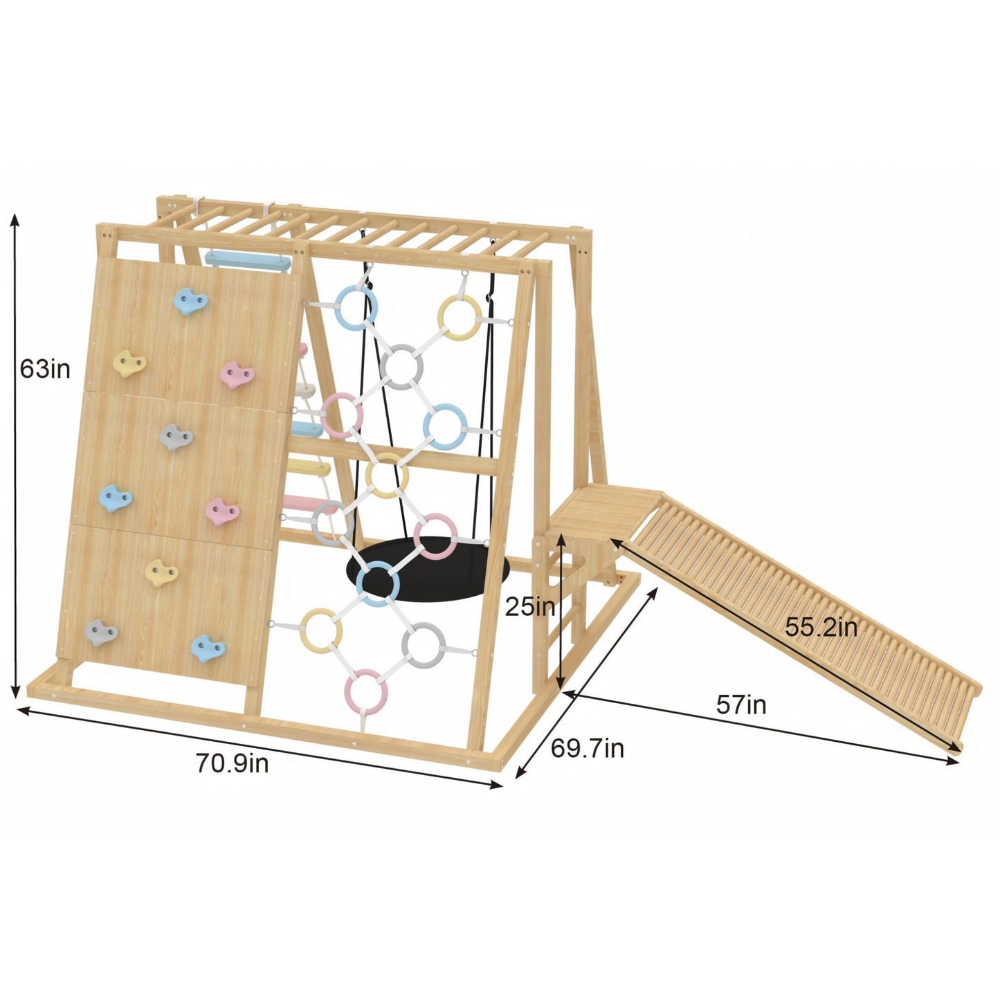 Avenlur Sweetgum 8-in-1 Indoor Wooden Playset – Montessori Climber with Slide, Rockwall, Swing & More (X-Large)