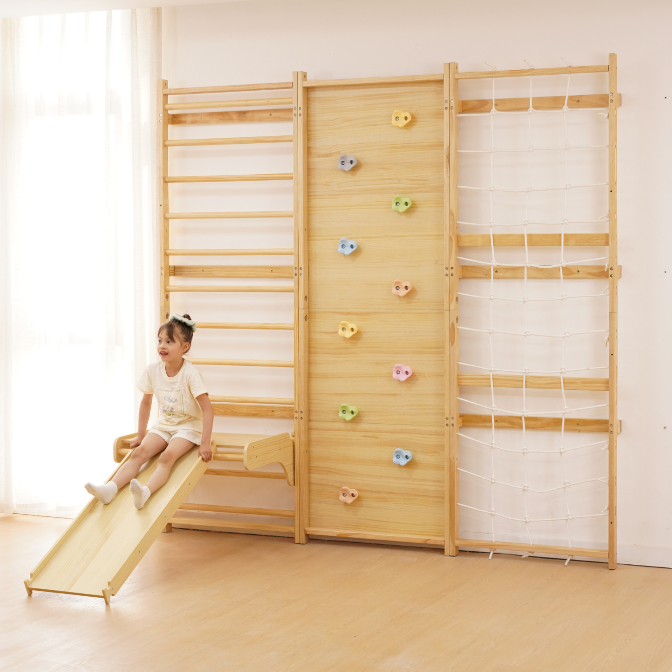 Walnuss-9-in-1 schwedische Leiter Wall Fitness und Kletterer