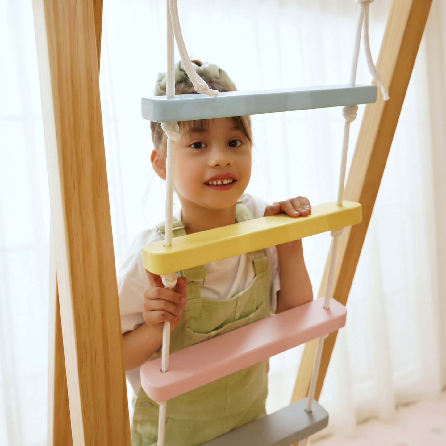 Avenlur Sweetgum Jumbo Indoor Wooden Playset – Montessori 8-in-1 Climber with Slide, Rock Wall & Swing