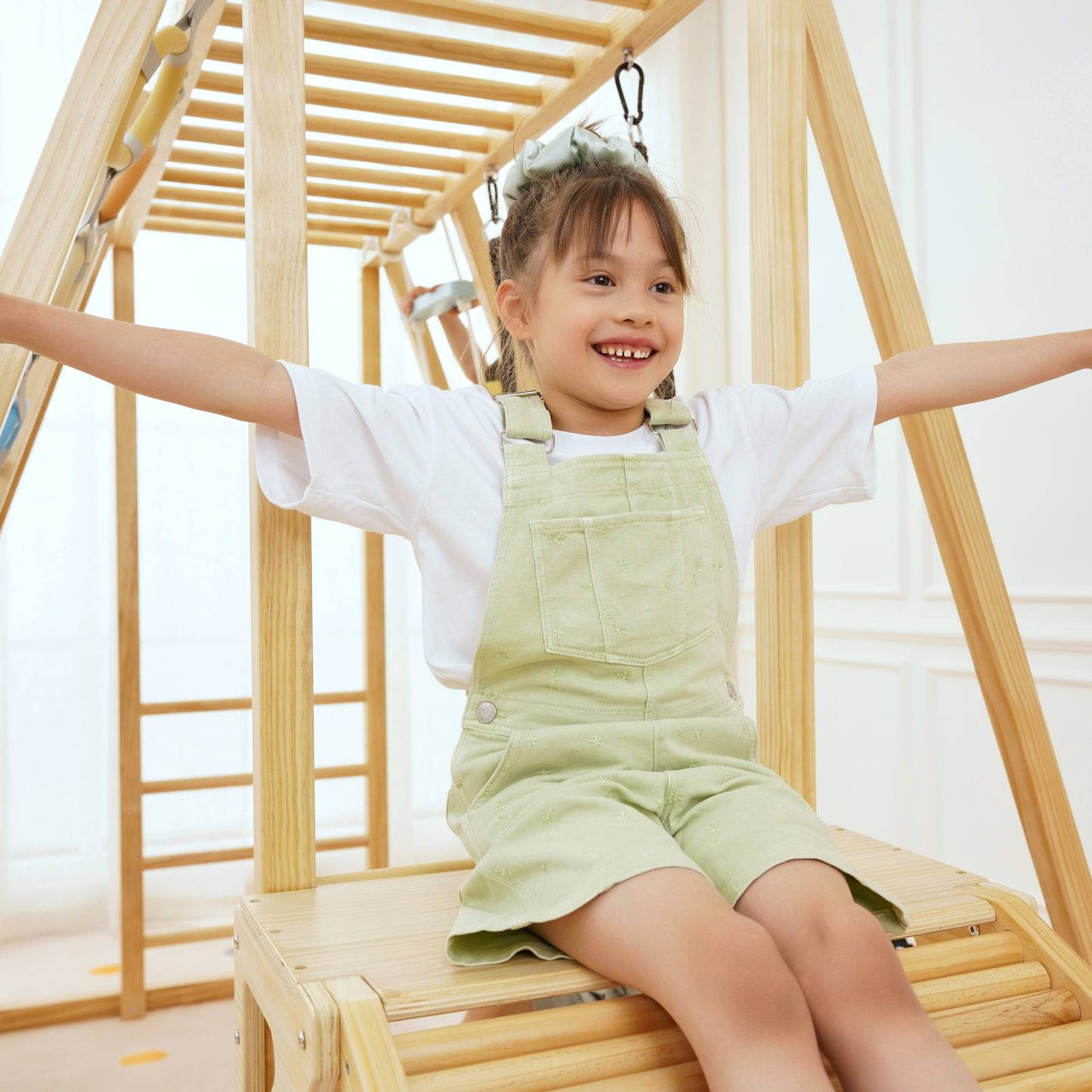 Avenlur Sweetgum 8-in-1 Indoor Wooden Playset – Montessori Climber with Slide, Rockwall, Swing & More (X-Large)