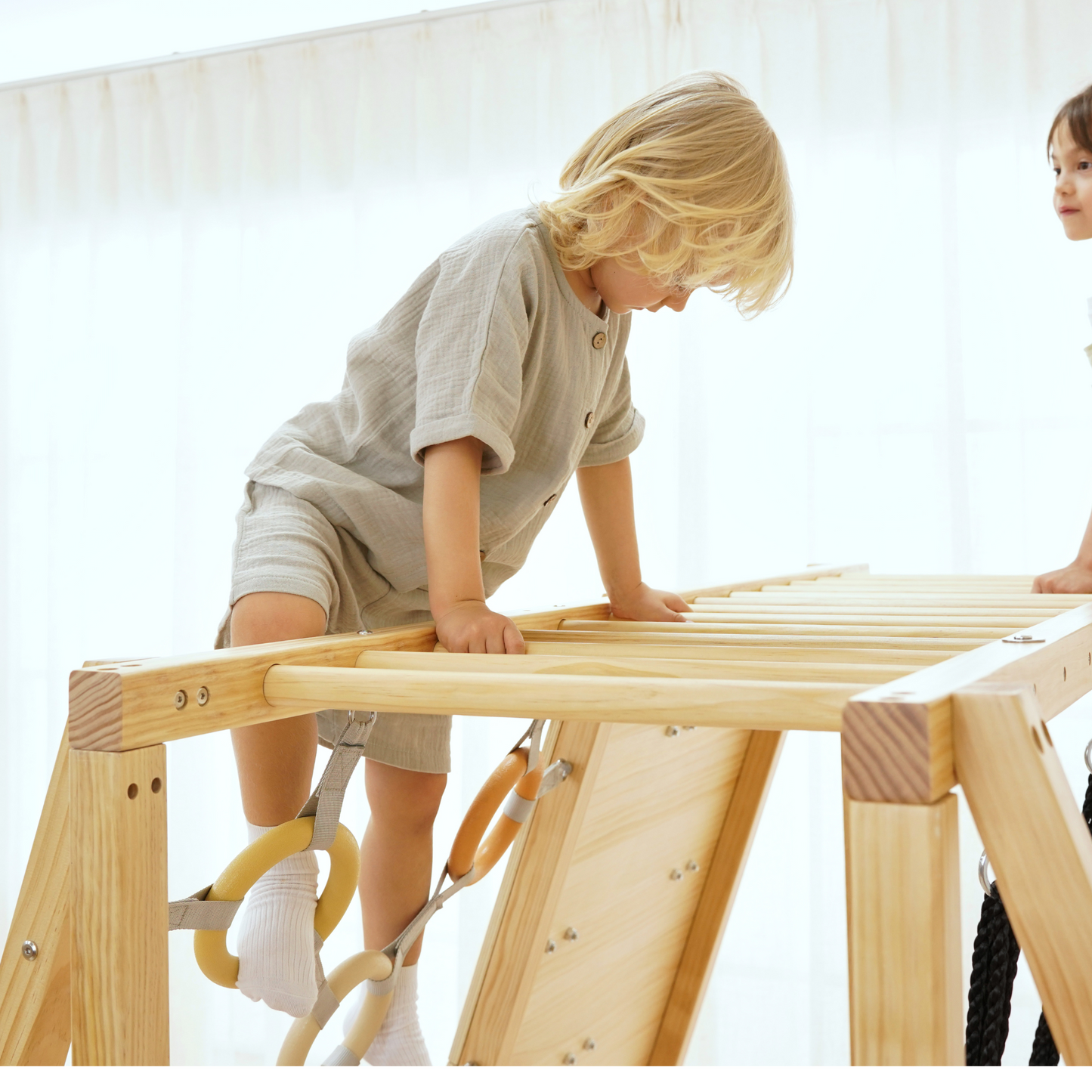 Avenlur Sweetgum 8-in-1 Indoor Wooden Playset – Montessori Climber with Slide, Rockwall, Swing & More (X-Large)