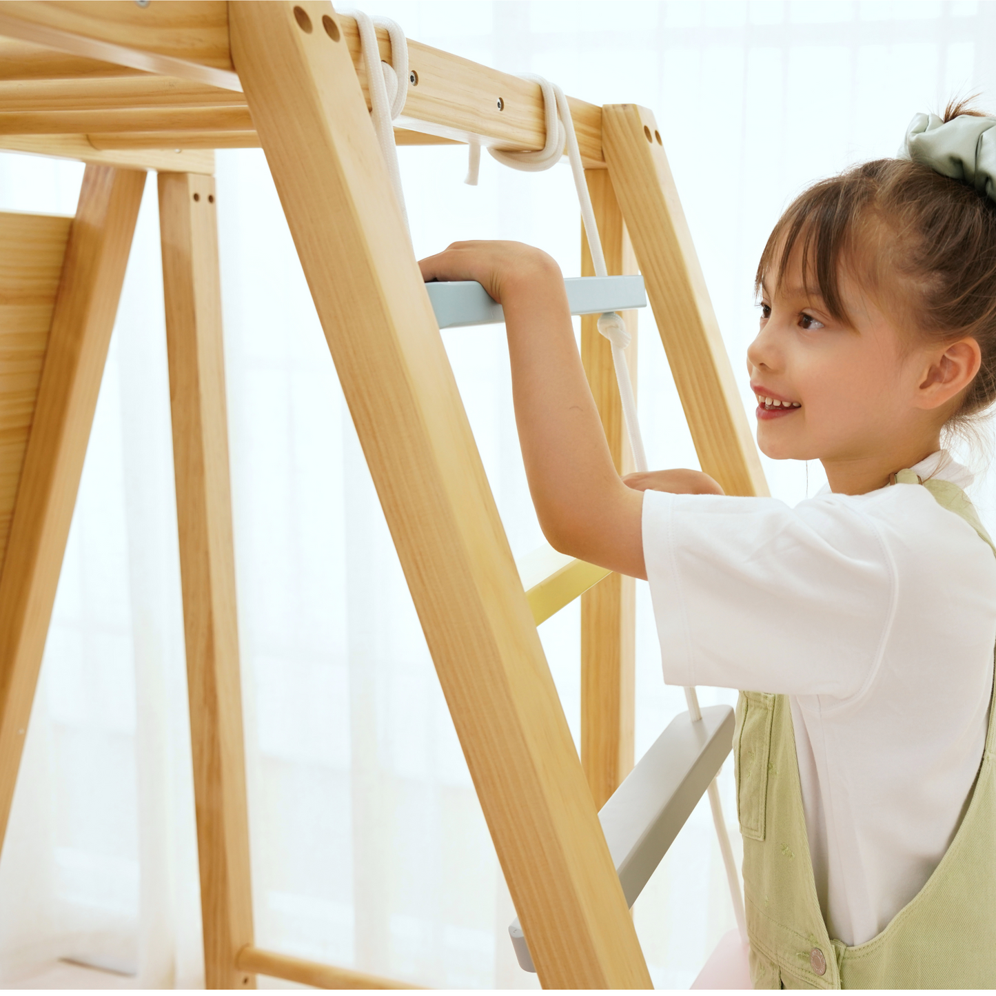 Avenlur Sweetgum 8-in-1 Indoor Wooden Playset – Montessori Climber with Slide, Rockwall, Swing & More (X-Large)