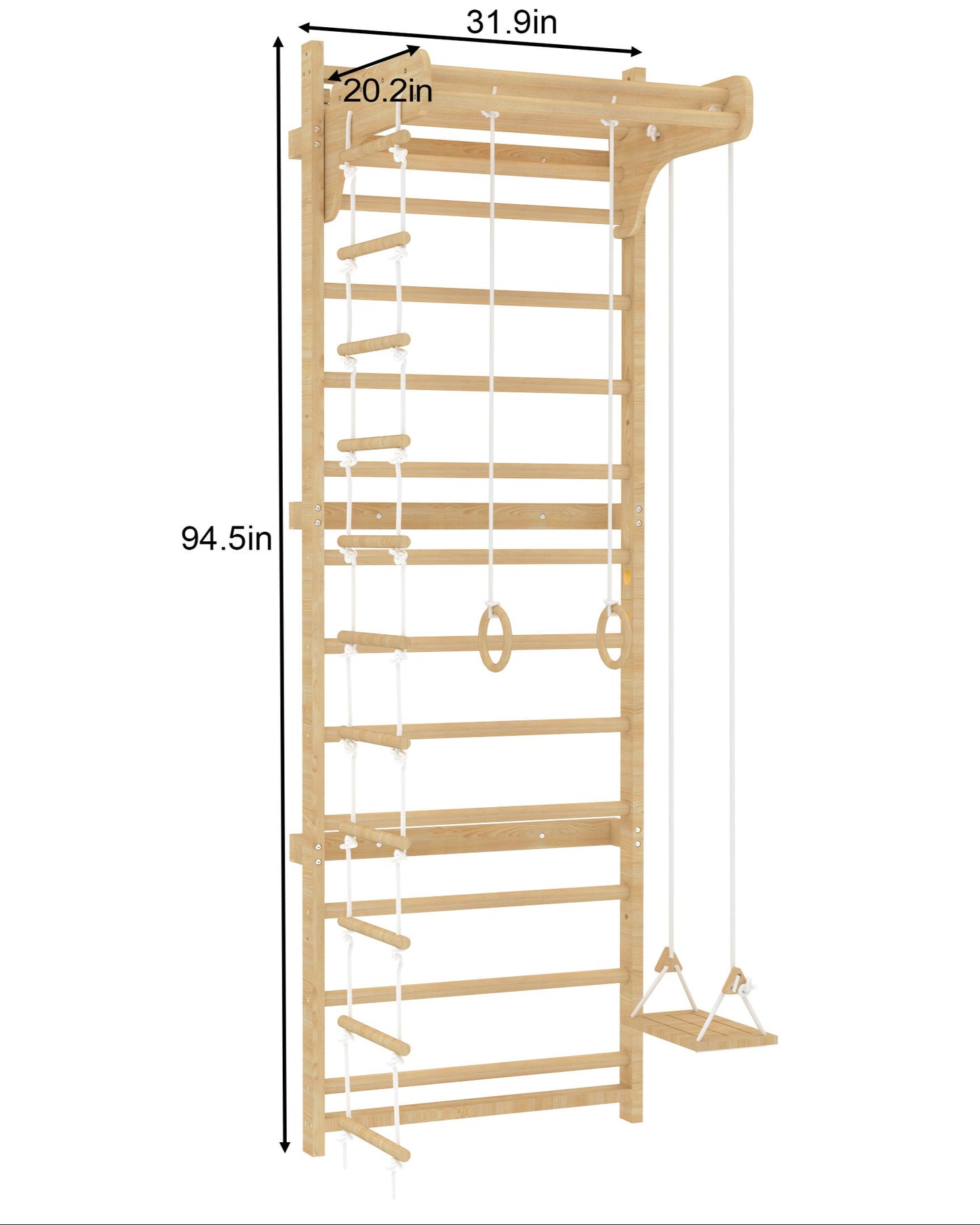 Walnut Modular - 9-in-1 Swedish Ladder Wall Gym and Climber