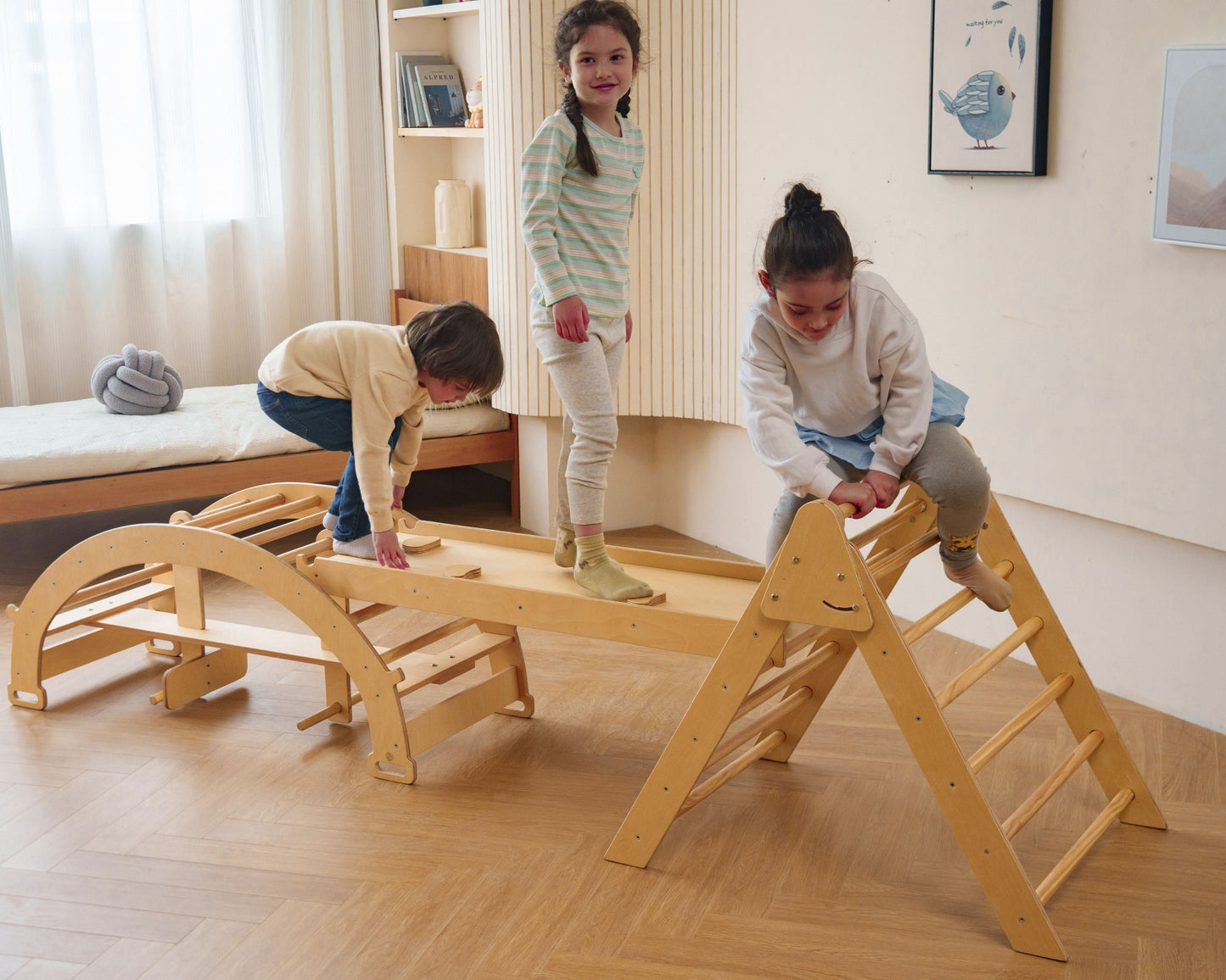 Bazel - Pikler 6-in-1 Climber with Rocker Arch and Slide Set.