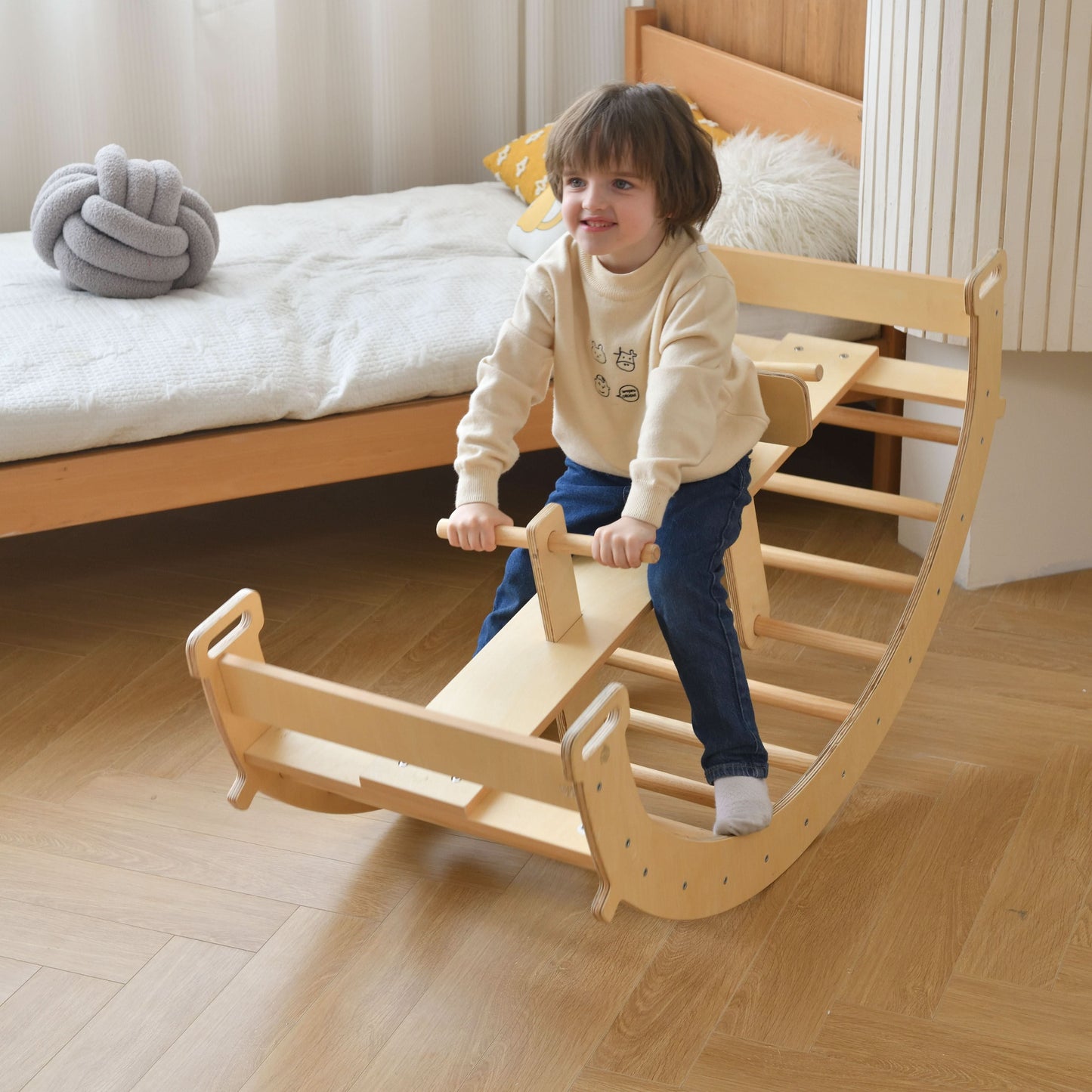 Bazel - Pikler 6-in-1 Climber with Rocker Arch and Slide Set.