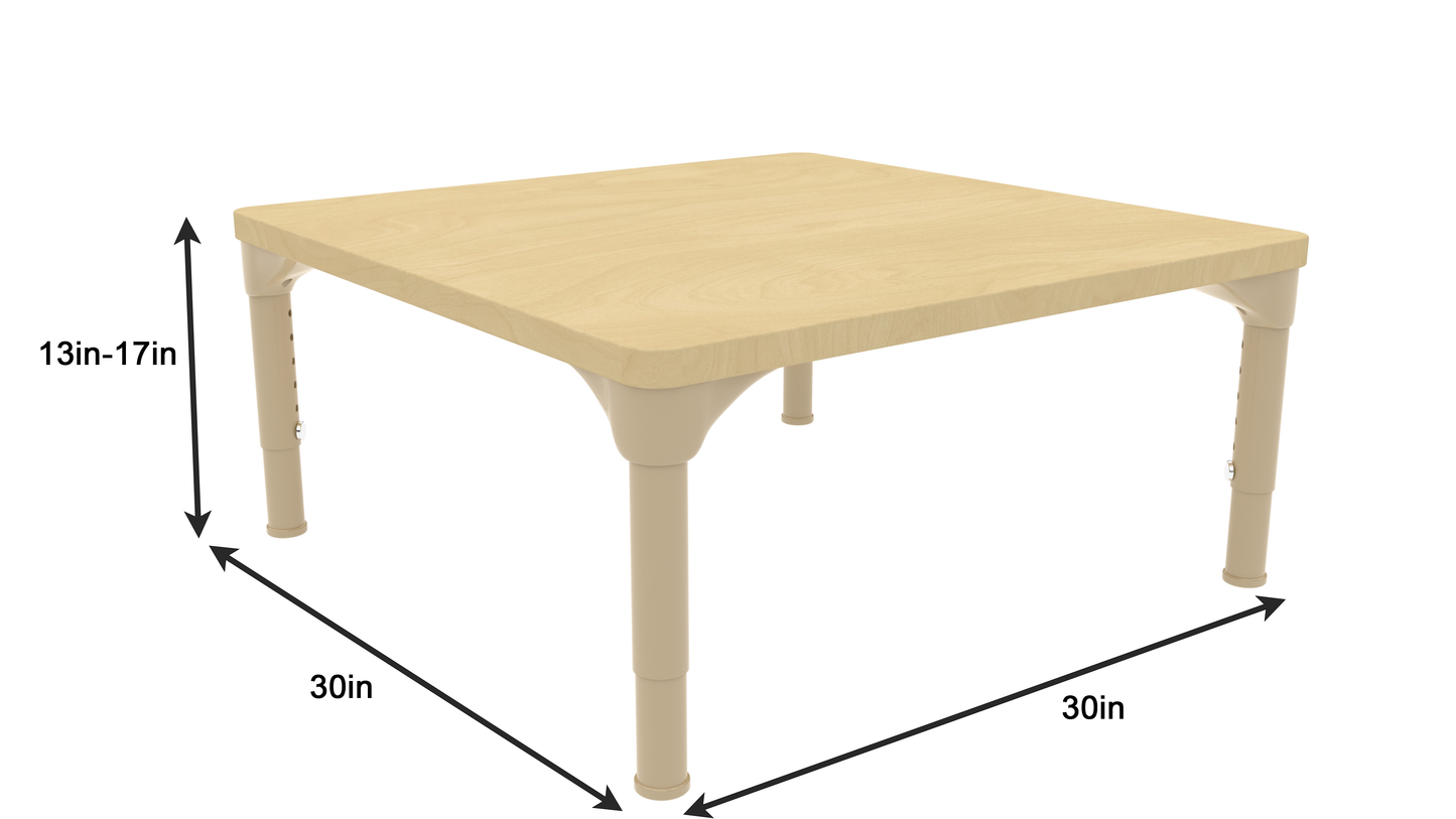 Adjustable Kids Classroom Tables – Square & Rectangle (13–25in Heights)
