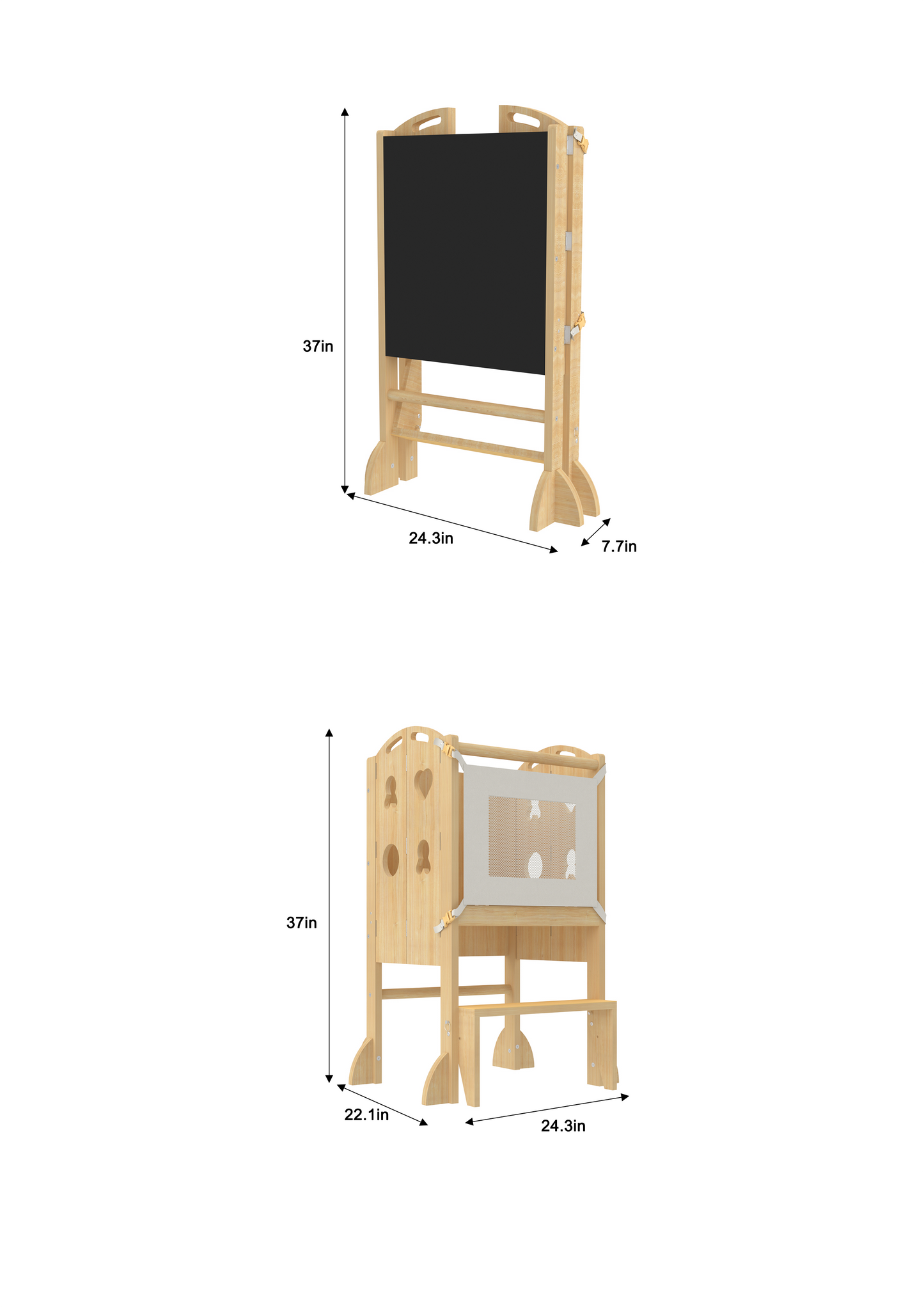 Pflaume - 3 in 1 faltbarer Küchenturm, Stiefhocker und Tafel