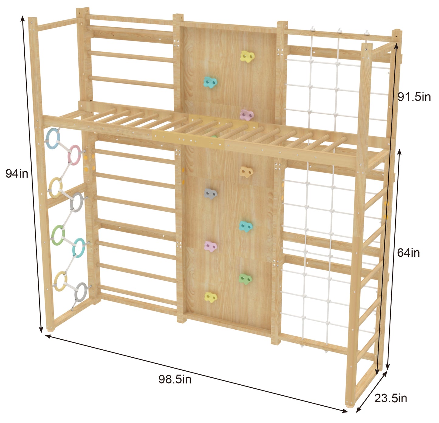 Monkey Bar Attachment โ For 94.5 Inch MODULAR Walnut Swedish Ladder
