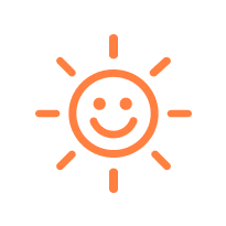 Orange Sunny Icon Representing Avenlur's Commitment to All Plastic Components Being DCA Free
