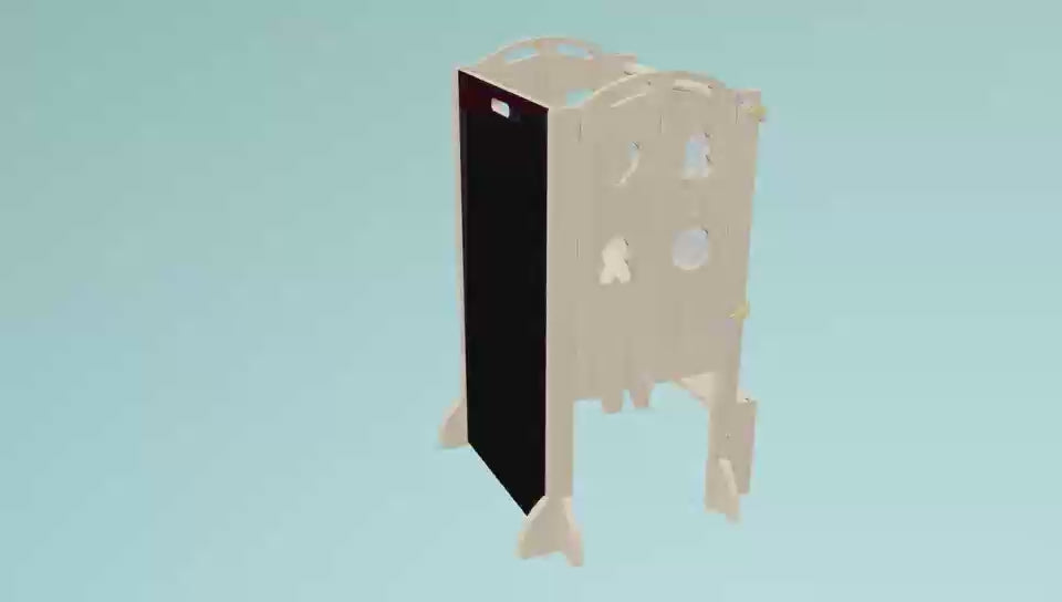 Laurel - 4 in 1 Foldable Kitchen Tower, Step Stool, Chalkboard and Slide.