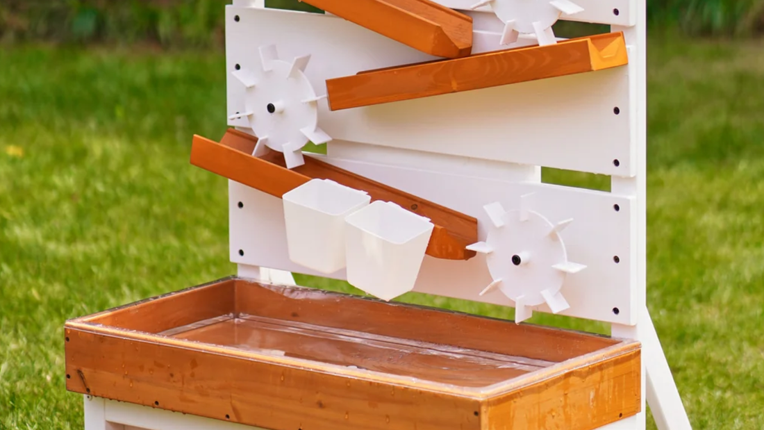 Avenlur large wooden water table set up for sensory play