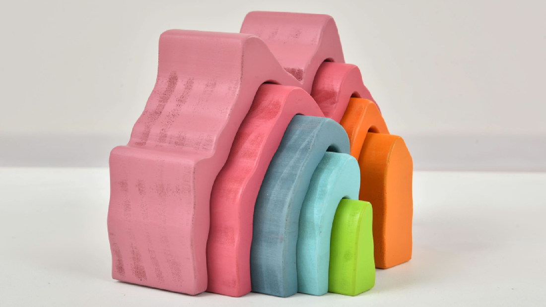 Avenlur wooden mountain rainbow stacker toy