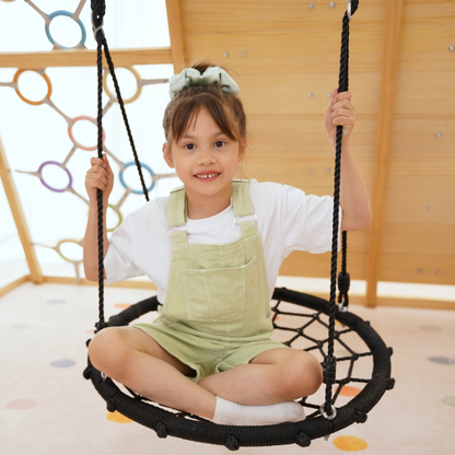 Avenlur Sweetgum Jumbo Indoor Wooden Playset – Montessori 8-in-1 Climber with Slide, Rock Wall & Swing