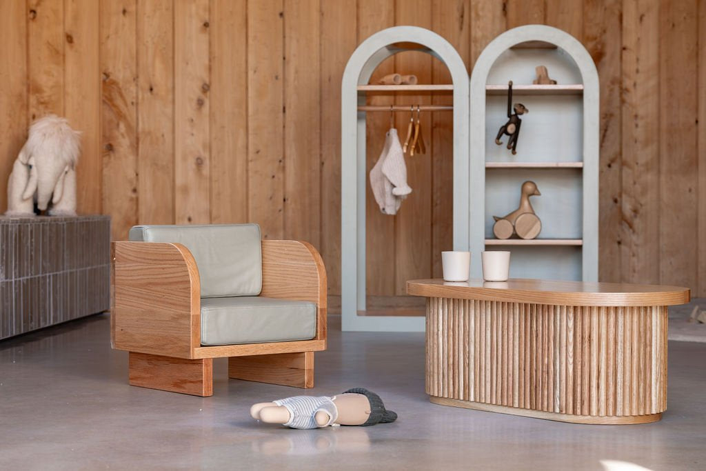 Mini Fluted Coffee Table – European Oak Kids Playroom Table