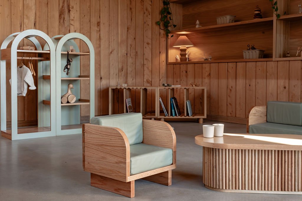 Junior Armchair - Sage | Solid European Oak Kids Lounge Chair