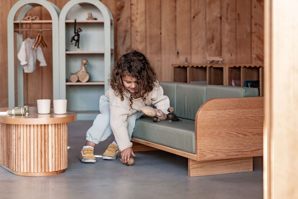 Junior Lounge - Sage Green | Solid Oak Kids Sofa