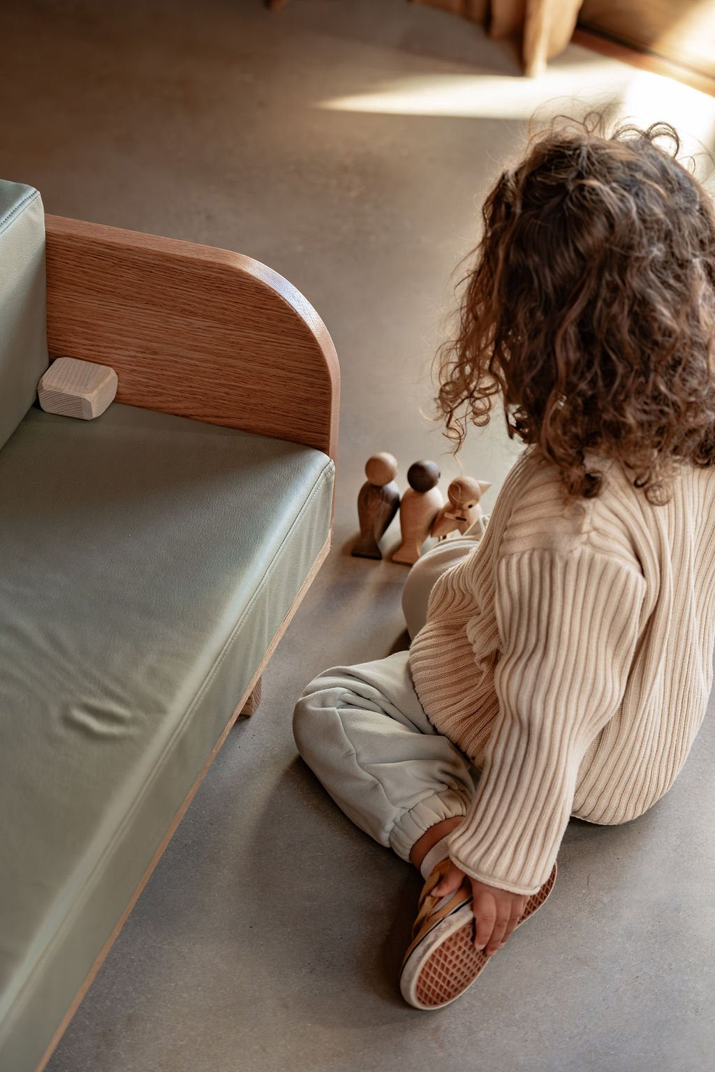 Junior Lounge - Sage Green | Solid Oak Kids Sofa