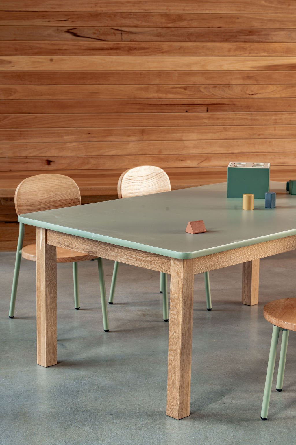 Matt Sage Rectangle Table (47.5" x 30" x 17") –  Solid Oak Frame