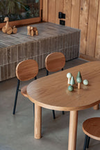 Ottie Stackable Chair – 12" Seat Height | Charcoal Legs, Oak Wood