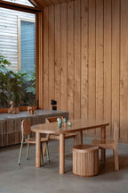 Fluted Round Wooden Stool – Solid European Oak Kids Seat