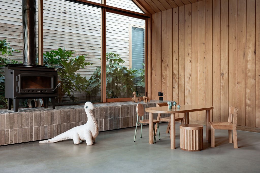 Fluted Round Wooden Stool – Solid European Oak Kids Seat