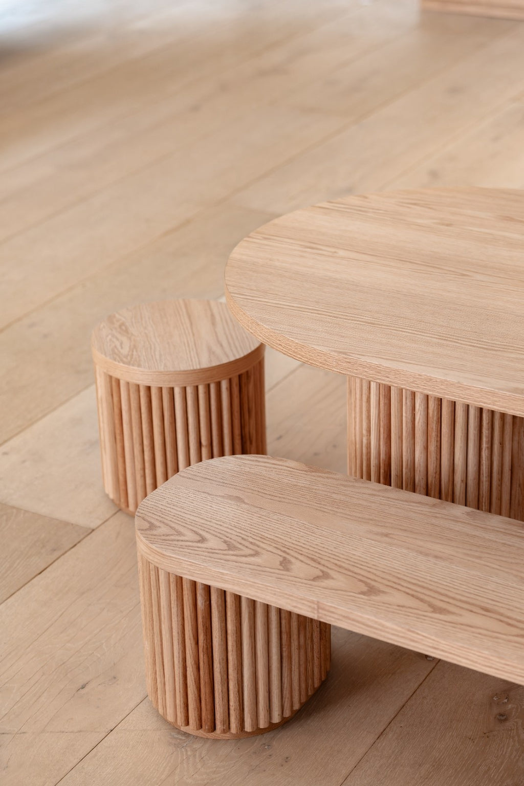 Fluted Oval Kids Table – Solid European Oak Activity Table