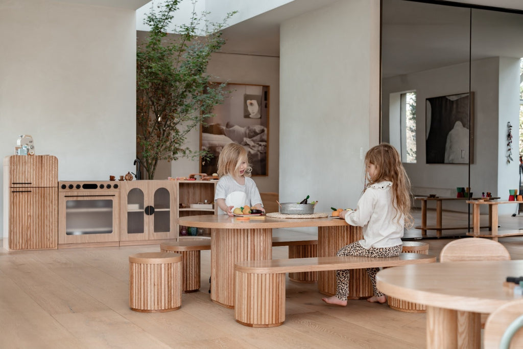 Fluted Oval Kids Table – Solid European Oak Activity Table