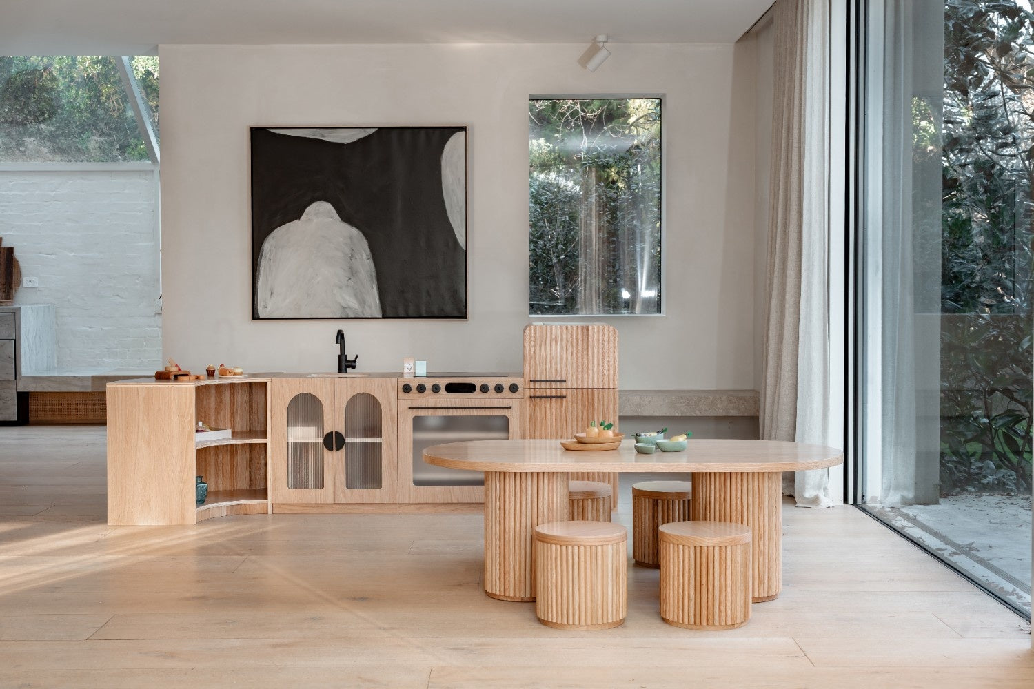 Fluted Oval Kids Table – Solid European Oak Activity Table