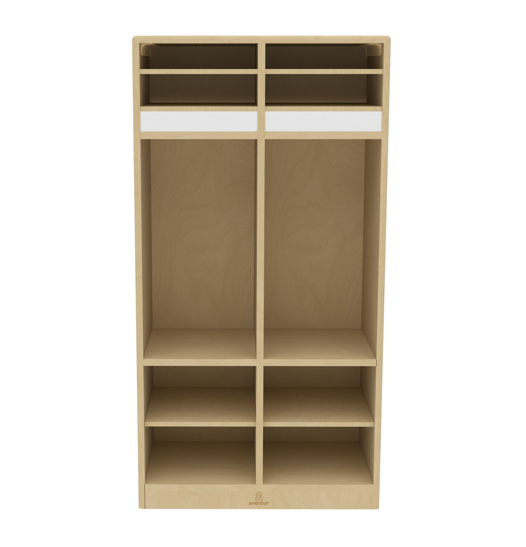 Avenlur 48” Wooden Preschool Storage Locker – Double Cubby Coat Locker Organizer for Kids, Daycare, Montessori & Classroom Use