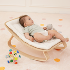 Avenlur Nest Wooden Baby Rocker – Natural Infant Lounger with Soft Padded Seat