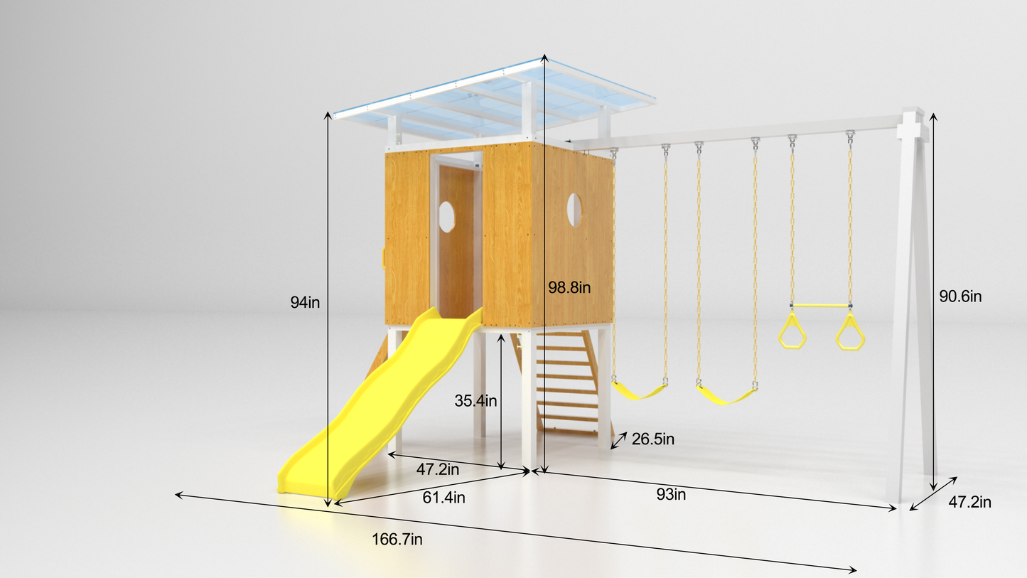 Forest - Modern Backyard Outdoor Swing Set 2 Swings And Trapeze Bar.