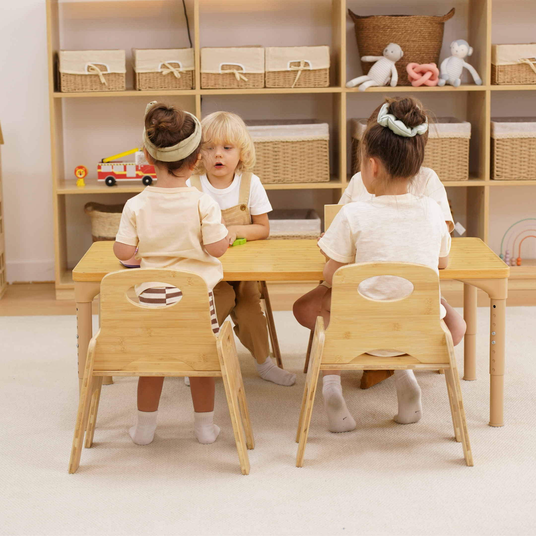 Avenlur Adrian Multi-Height Adjustable Wooden Table and Chairs Set - Montessori Inspired for Toddlers & Kids