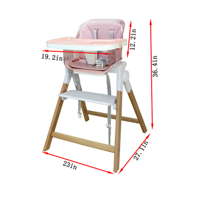 Clover - Wooden High Chair with Baby Feeding Table and Foot Rest for toddler