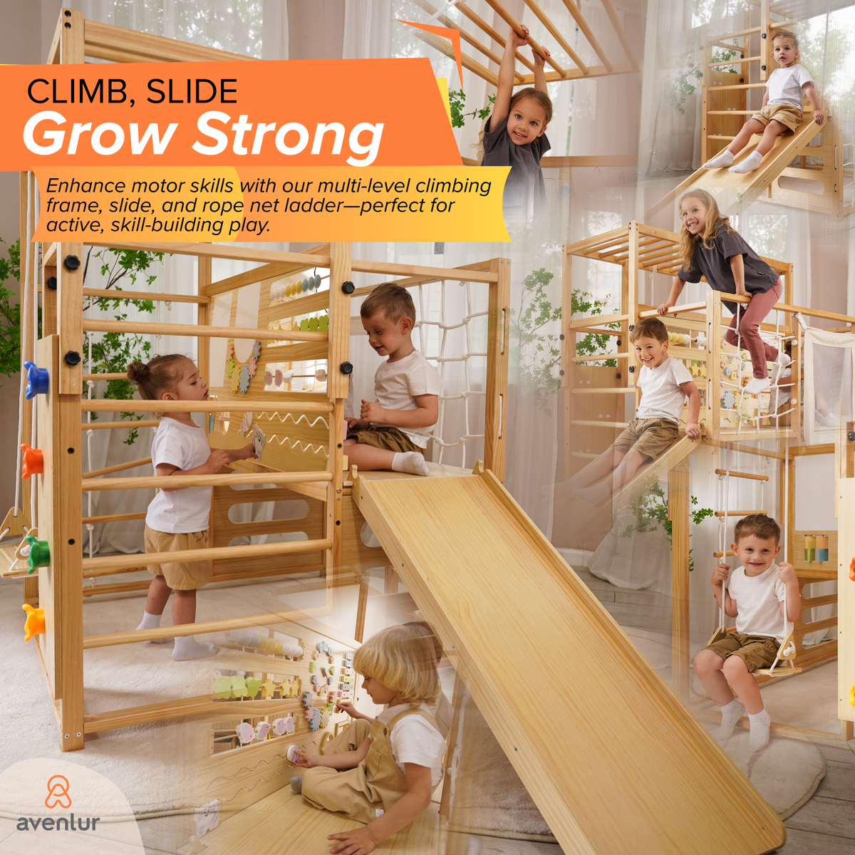 Alpine Adventure Gym | Indoor Climb & Slide Playset | Avenlur