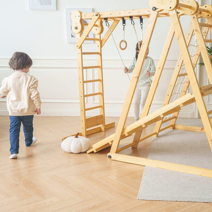 Chestnut - Outdoor and Indoor 8-in-1 Jungle Gym for Toddlers Playset