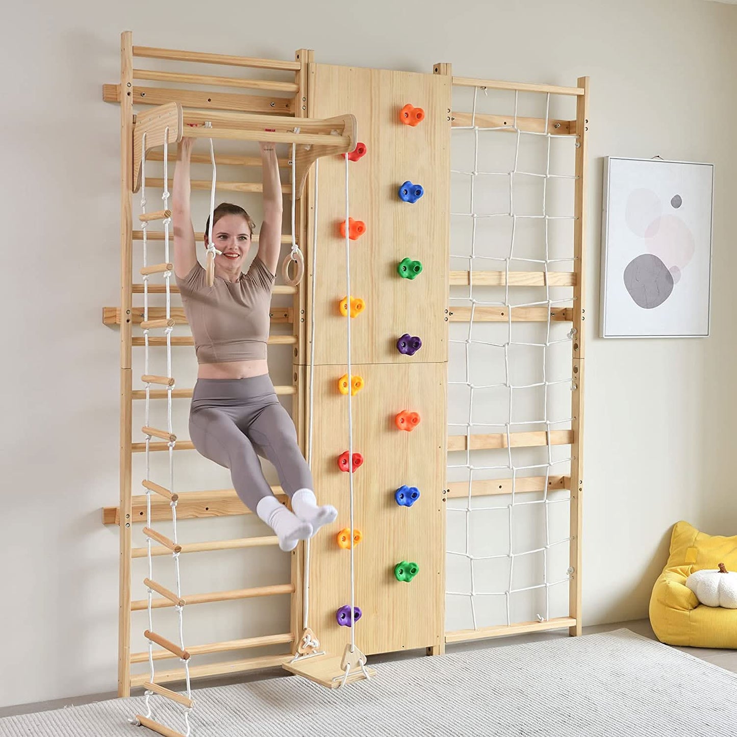 Walnut - 9-in-1 Schwedisches Leiterwand-Fitnessstudio und Klettergerüst