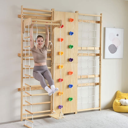 Walnut - 9-in-1 Swedish Ladder Wall Gym and Climber.