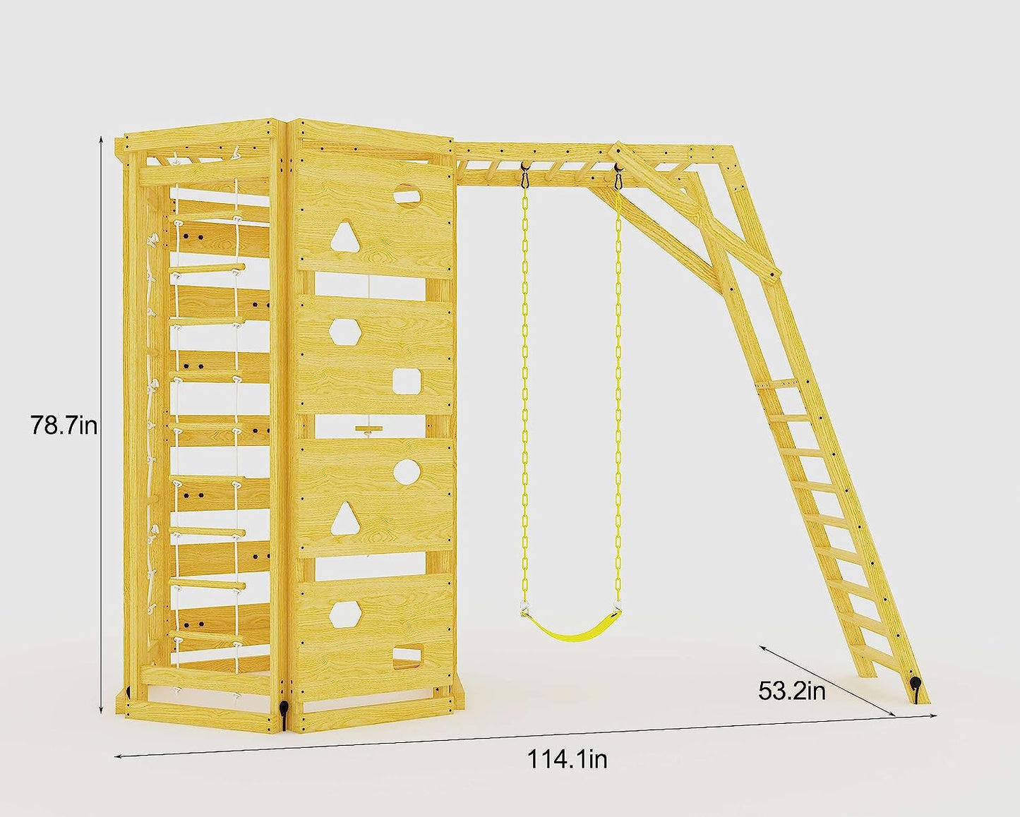 Hawthorn - Klettergerüst für draußen mit Klettergerüst, Schaukel und achteckigem Kletterspielset