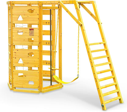 Hawthorn - Outdoor Climber with Monkey Bars, Swing, and Octagon Climber Playset.