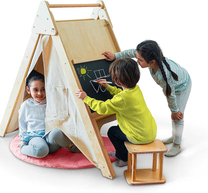 Oak - Wood Learning Tent and Climber with Desk and Chair.