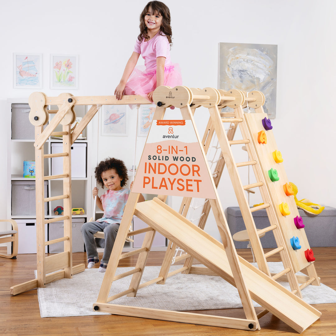 Small House Jungle Gym Chestnut 8-in-1 Jungle Gym Playset For