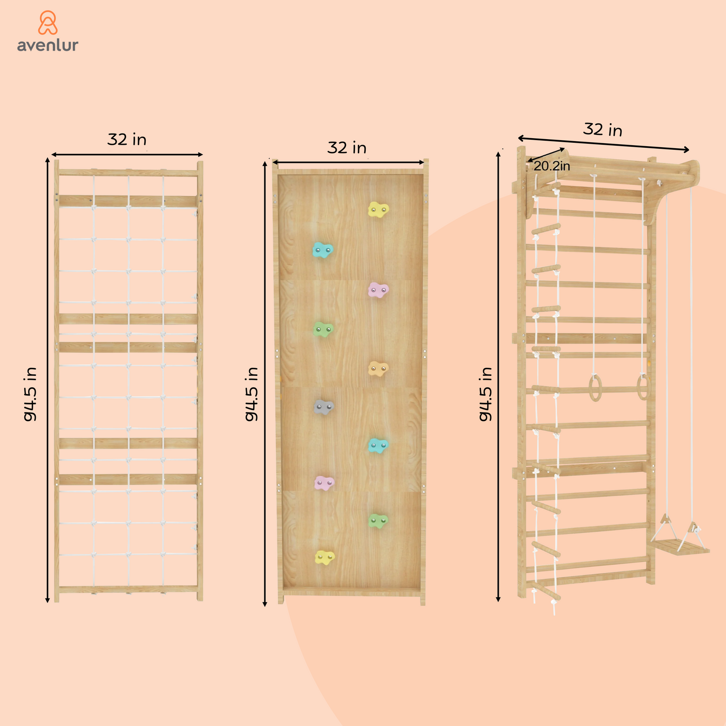 Walnut Modular 9-in-1 Swedish Ladder Wall Gym – Indoor Climber for Kids & Toddlers