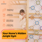 Walnut Modular 9-in-1 Swedish Ladder Wall Gym – Indoor Climber for Kids & Toddlers 95" Height