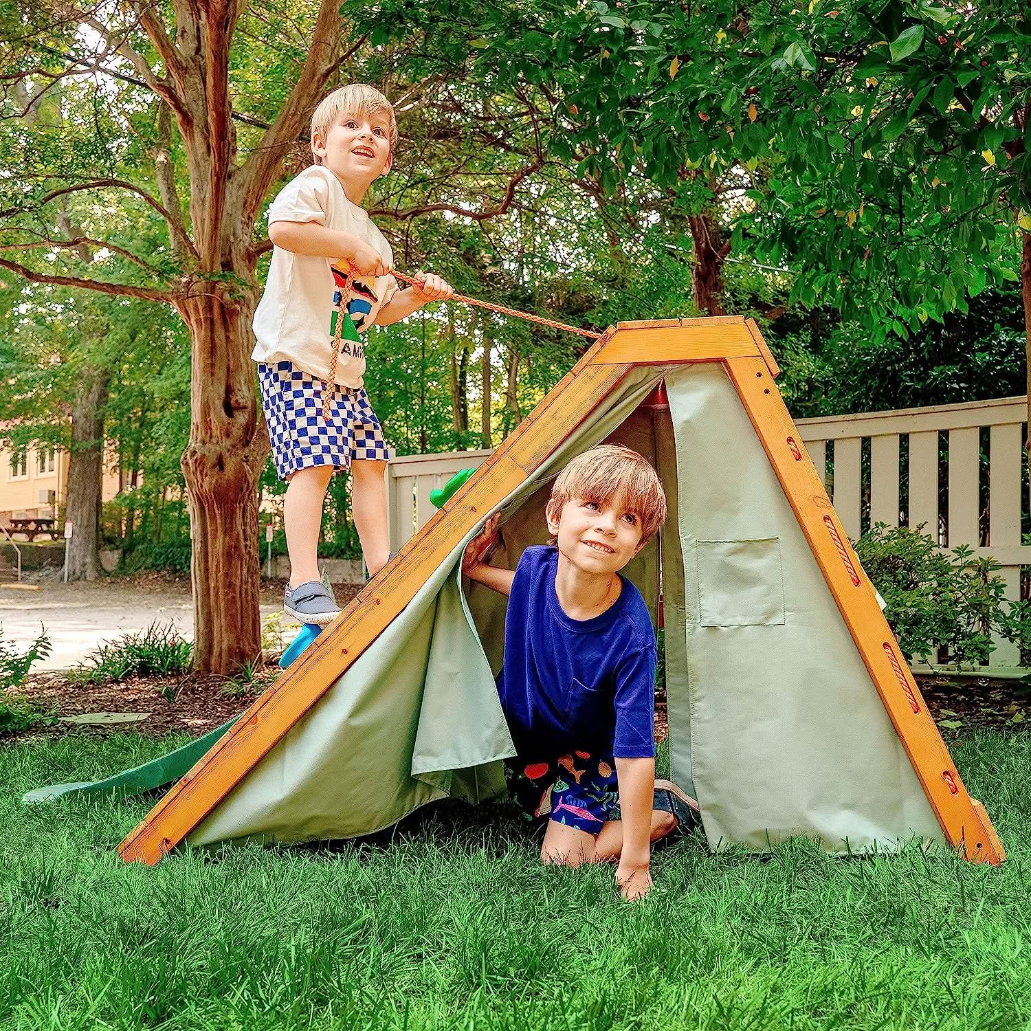 Playground Teepee Wood Amish Made Tee Pee Playhouse With Swing Set