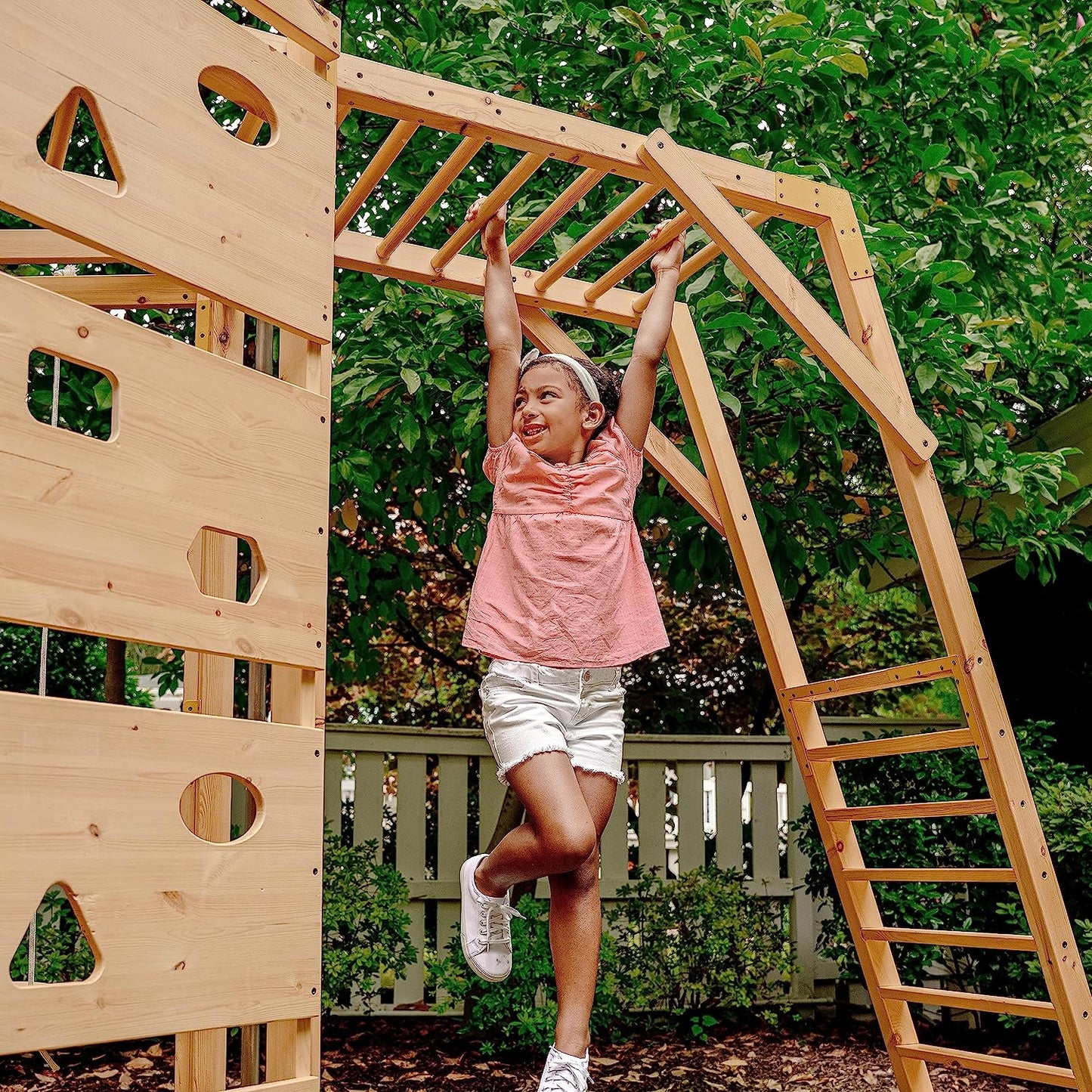 Hawthorn - Outdoor Climber with Monkey Bars, Swing, and Octagon Climber Playset.