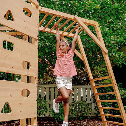 Hawthorn - Outdoor Climber with Monkey Bars, Swing, and Octagon Climber Playset.