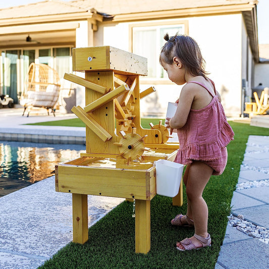 Avenlur Outdoor Wooden Water Table For Kids, Toddlers