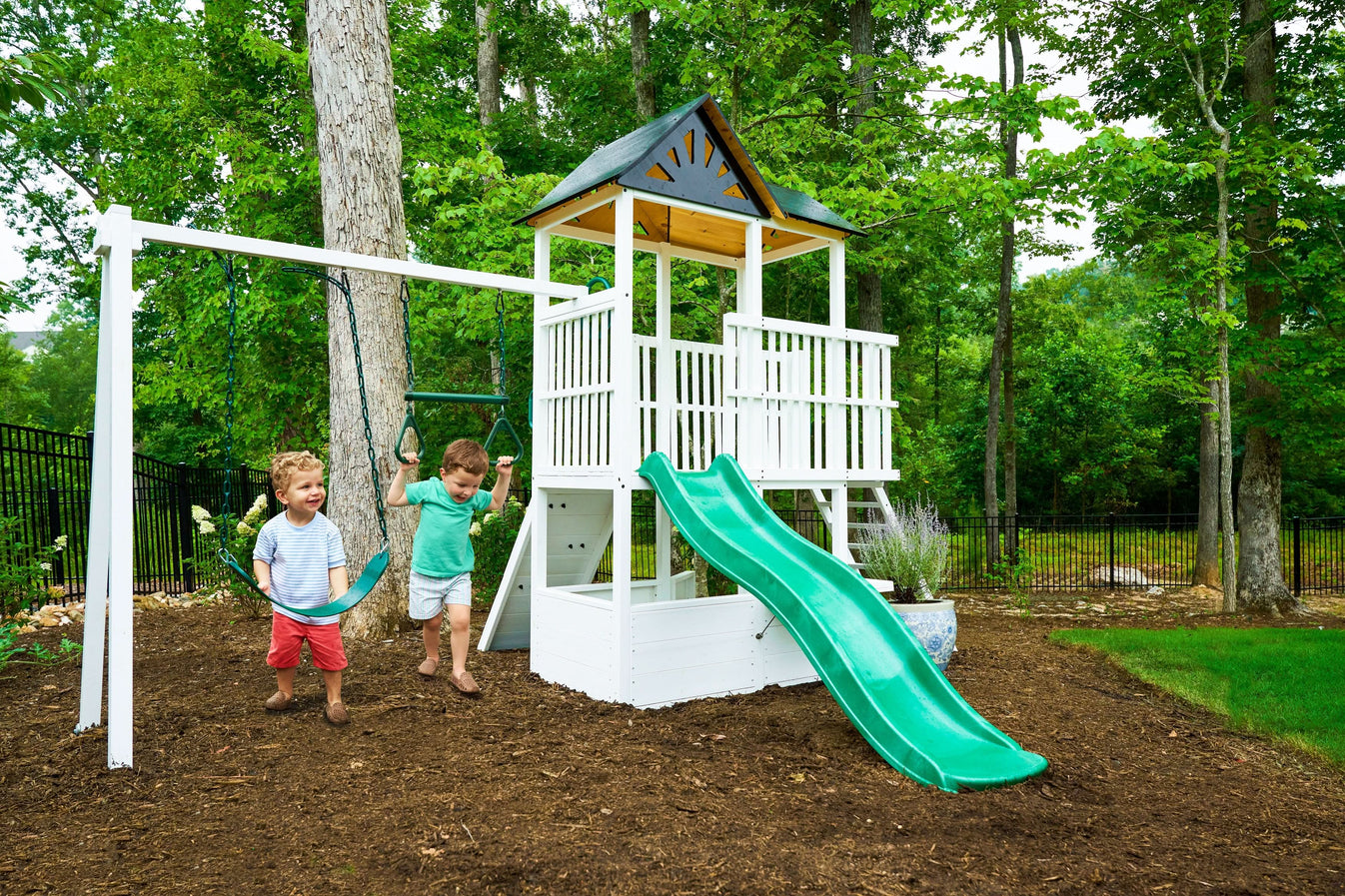 Craftsman Modern Outdoor Swing Set | Stylish Wooden Backyard Frame ...