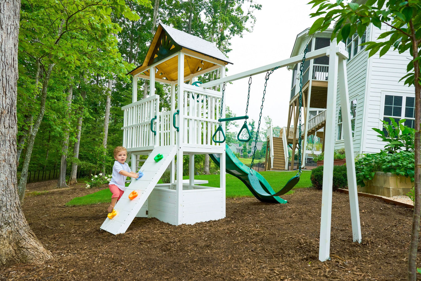 Craftsman Modern Outdoor Swing Set | Stylish Wooden Backyard Frame ...